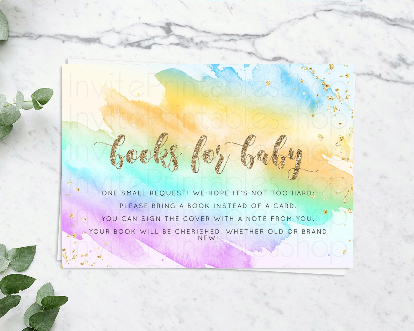 Pastel Books For Baby Card Pastel Rainbow Book Insert Colorful Ombre Watercolor Book Card Confetti Glitter Baby Book Poem Request D10426