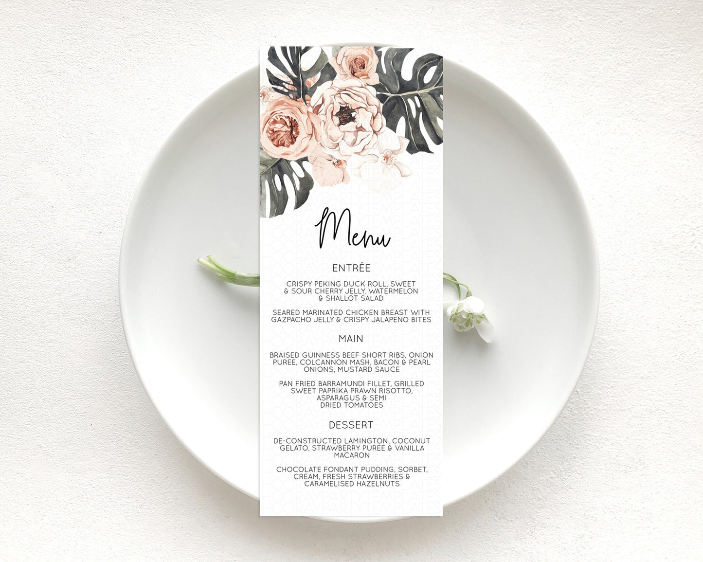 Secret Garden Menu Wildflower Menu Template Pastel Flower Garden Table Decor Boho Floral Dinner Dessert Floral Party Food Menu D11050