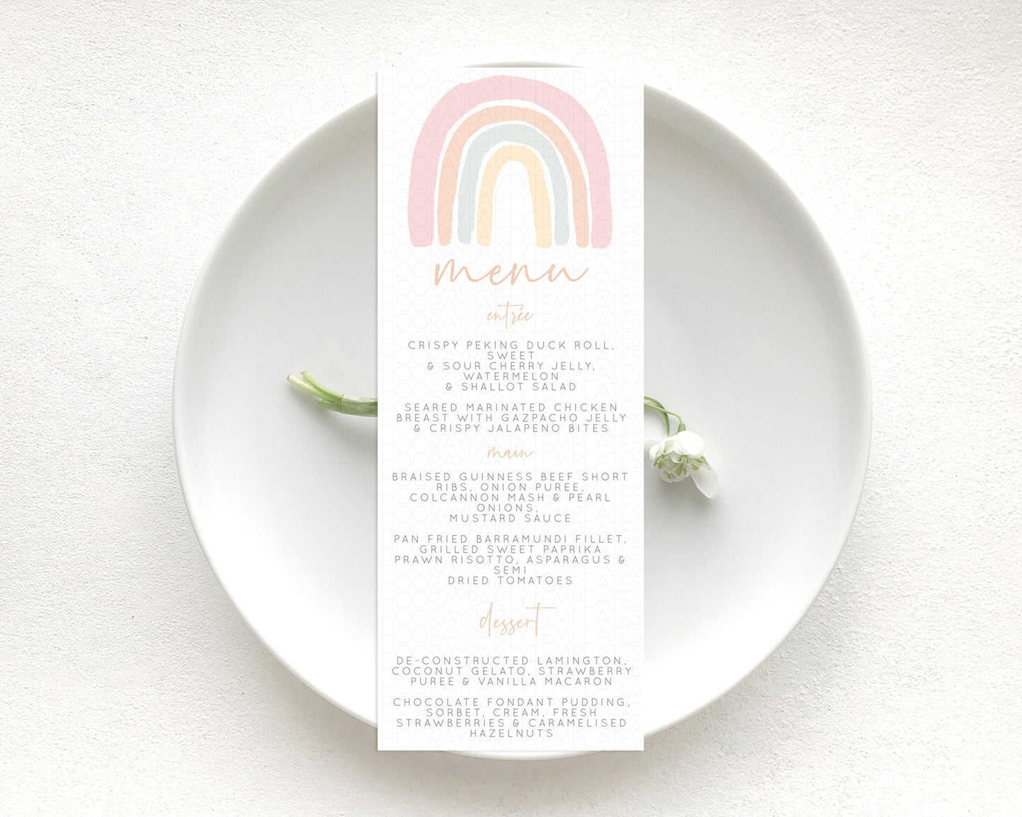 Pastel Rainbow Menu Boho Rainbow Menu Template Rainbow Boho Table Decor Pastel Rainbow Dinner Dessert Menu Rainbow Party Food Menu D10162