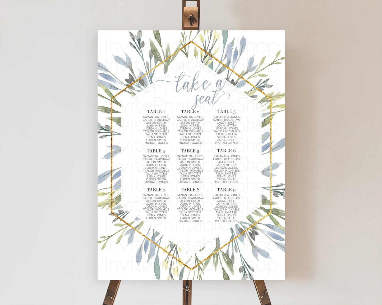 Green Leaf Seating Chart Leave Seating Chart Simple Greenery Seating Sign Eucalyptus Fern Spray Leaves Minimal Leaf Watercolour D10532