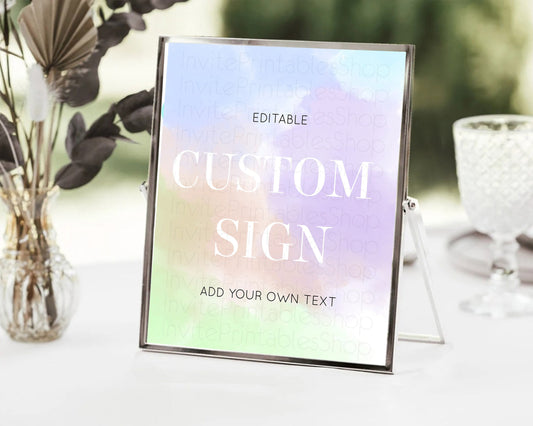 Editable Pastel Sign Ombre Table Sign Decor Pastel Ombre Rainbow Watercolor