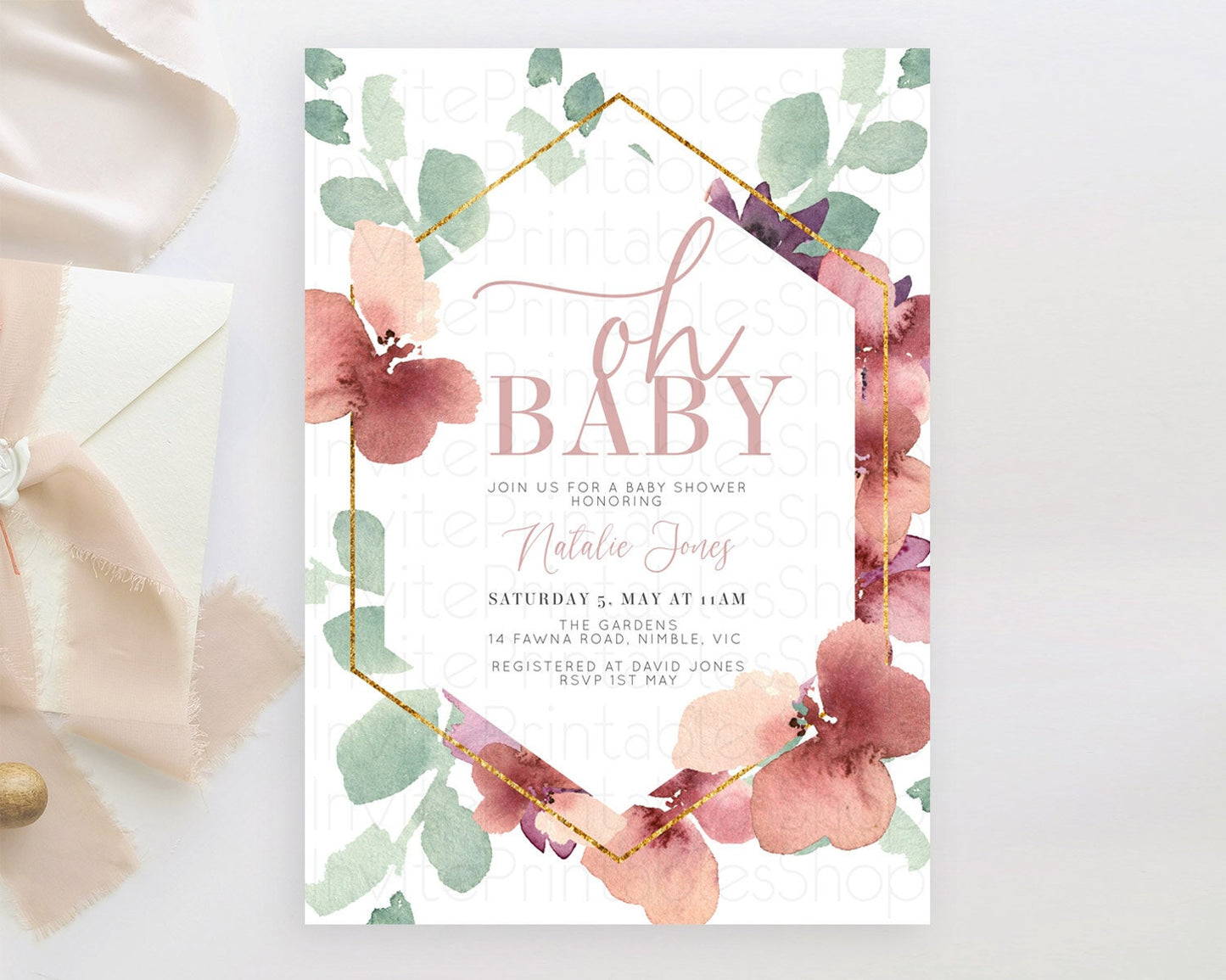 Wildflower Baby Shower Invitation Secret Garden Baby Shower Invitation Pastel Flowers Invite Enchanted Garden Shower Floral Theme D10964