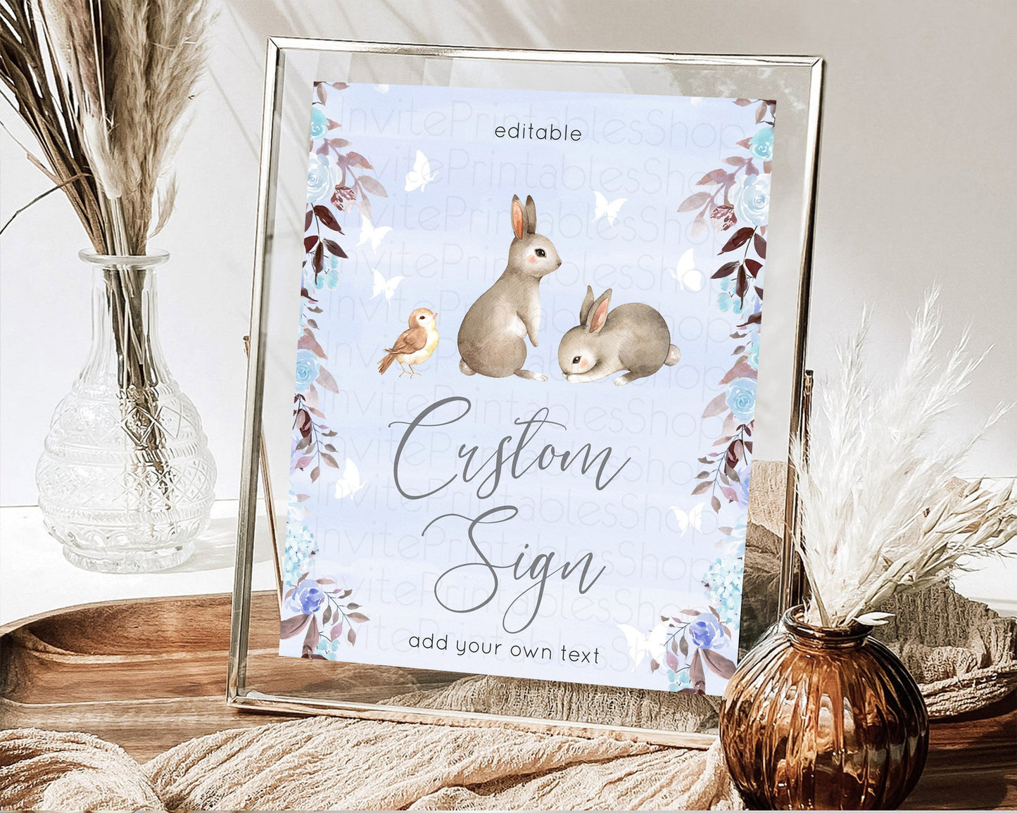 Fawn Deer Sign Pastel Floral Deer Table Sign Decor  Enchanted Forest Butterfly Party 1st Birthday Baptism Baby Shower Bridal Shower D10923