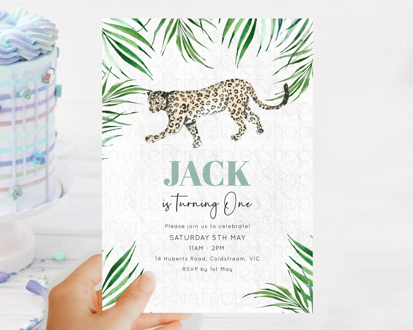 Cheetah Birthday Invitation Cheetah Invitation Cheetah Birthday Cheetah Safari Adventure Invite Cheetah Palm Leaf Invite Zoo Party D10382