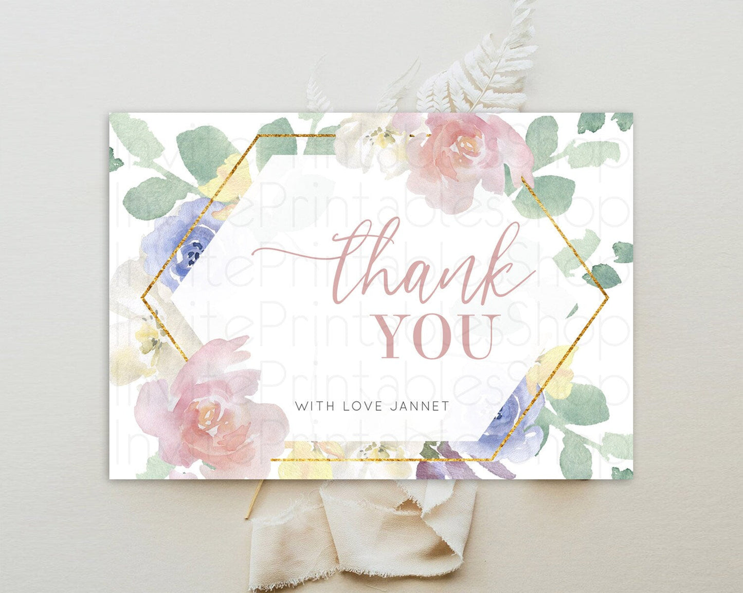 Secret Garden Thank You Wildflower Thank You Card Pastel Flower Garden Birthday Thank You Card Boho Floral Teacher Thank You Card D10254