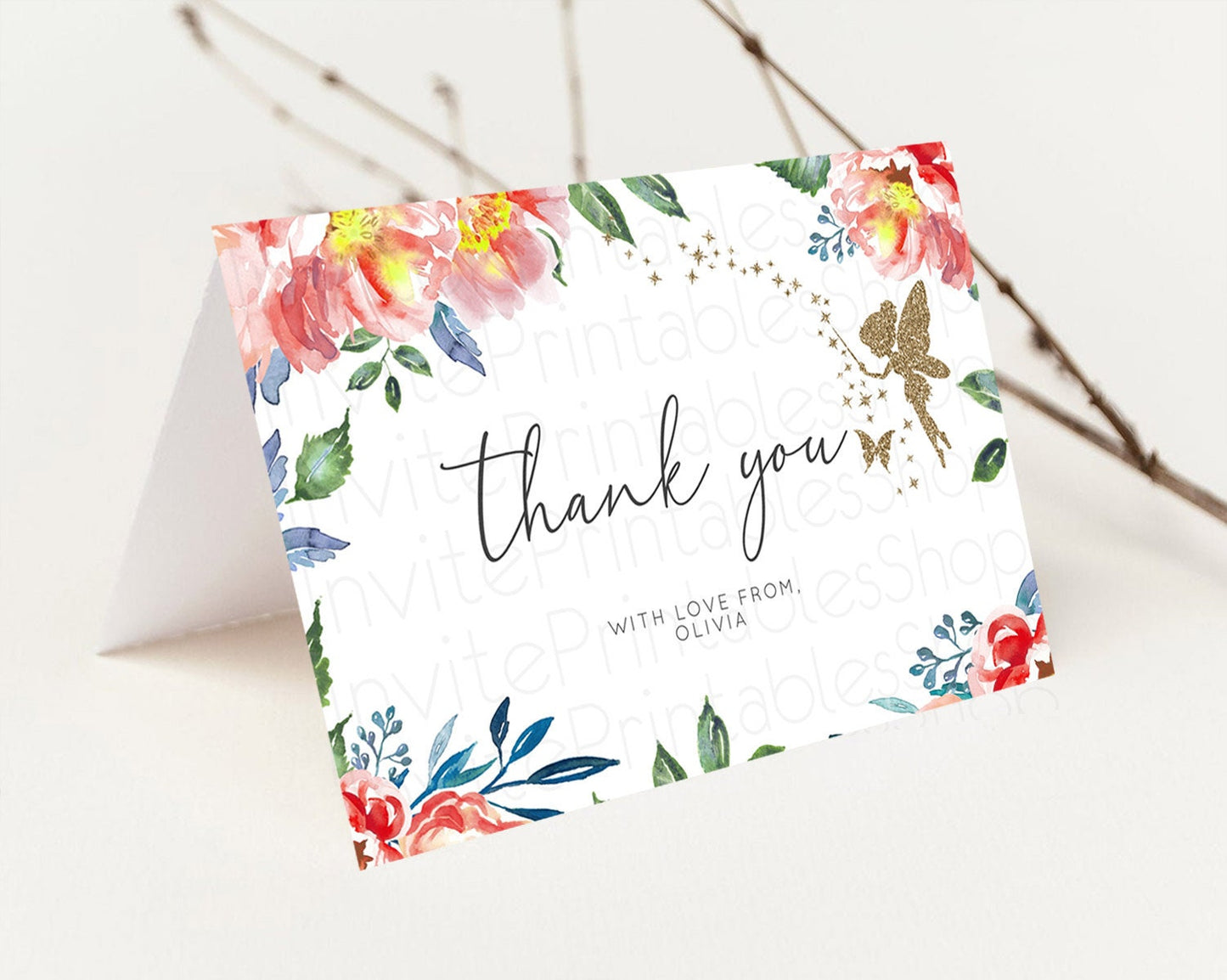 Fairy Thank You Fairy Thank You Card Enchanted Garden Pastel Butterfly Birthday Thank You Floral Secret Garden Teacher Thank You D10752
