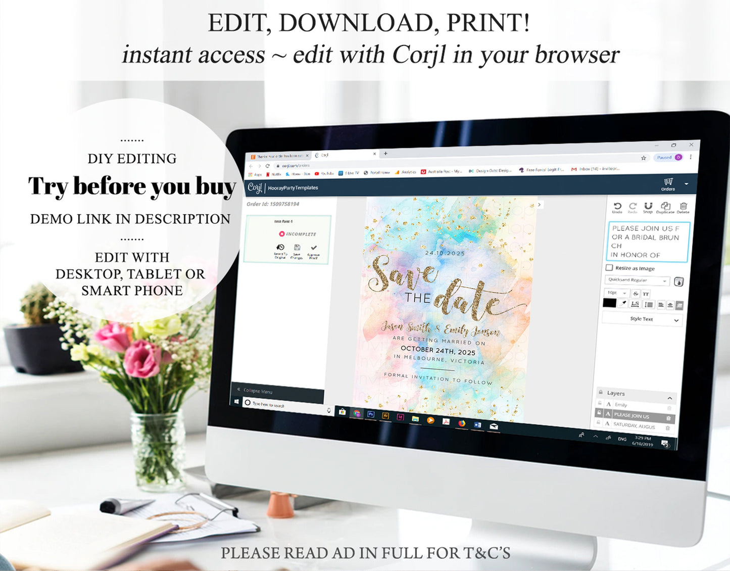 Pastel Save The Date Pastel Colors Save The Date Rainbow Colors Save The Date Ombre Invite Splash Wedding Engaged Baptism Christening 276