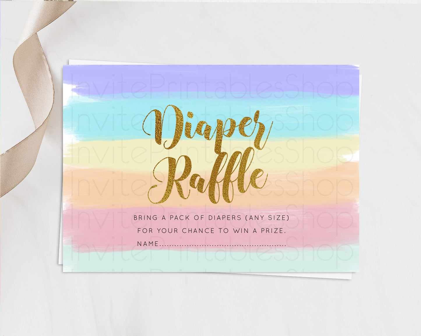 Pastel Diaper Raffle Card Pastel Rainbow Diaper Raffle Insert Colorful Ombre Watercolor Diaper Ticket Confetti Glitter Raffle Game D10510