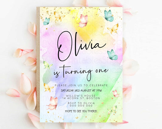 Editable Pastel Butterfly Birthday Invitation Butterfly Birthday Invitation