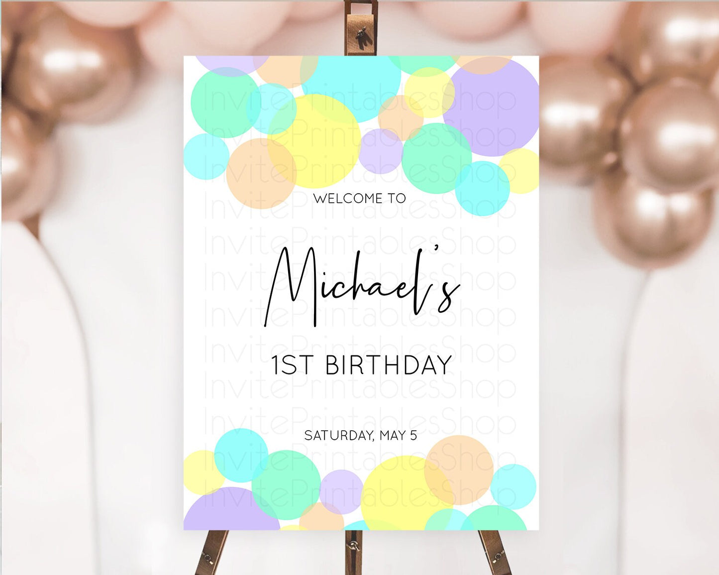 Editable Rainbow Welcome Sign Pastel Welcome Board Pastel Rainbow Confetti W
