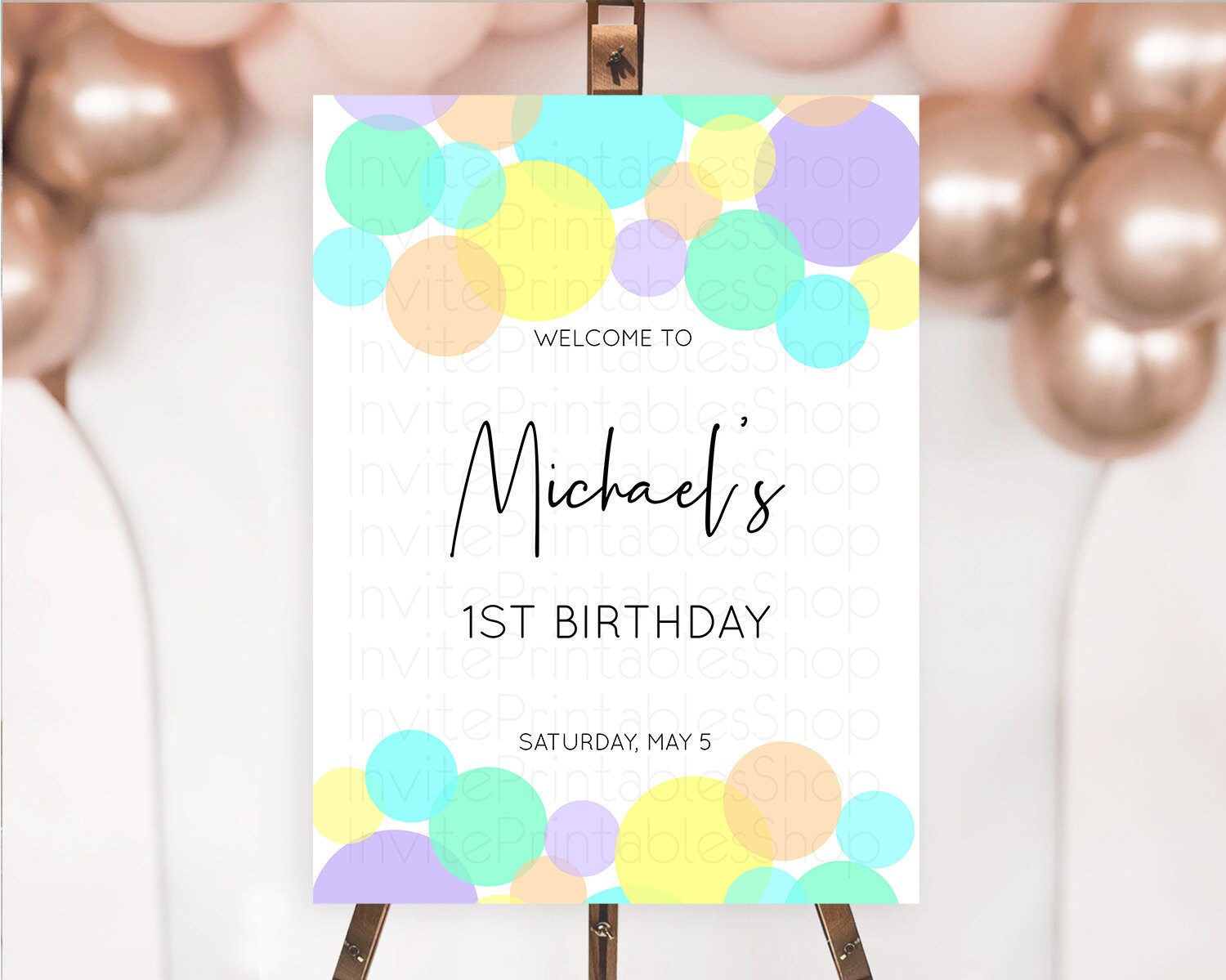 Editable Rainbow Welcome Sign Pastel Welcome Board Pastel Rainbow Confetti W
