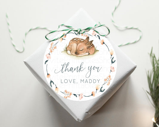 Editable Fawn Thank You Tags Deer Thank You Gift Tags Pastel Floral Deer Fav