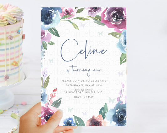 Editable Secret Garden Invitation Wildflower Birthday Invitation Pastel Flow