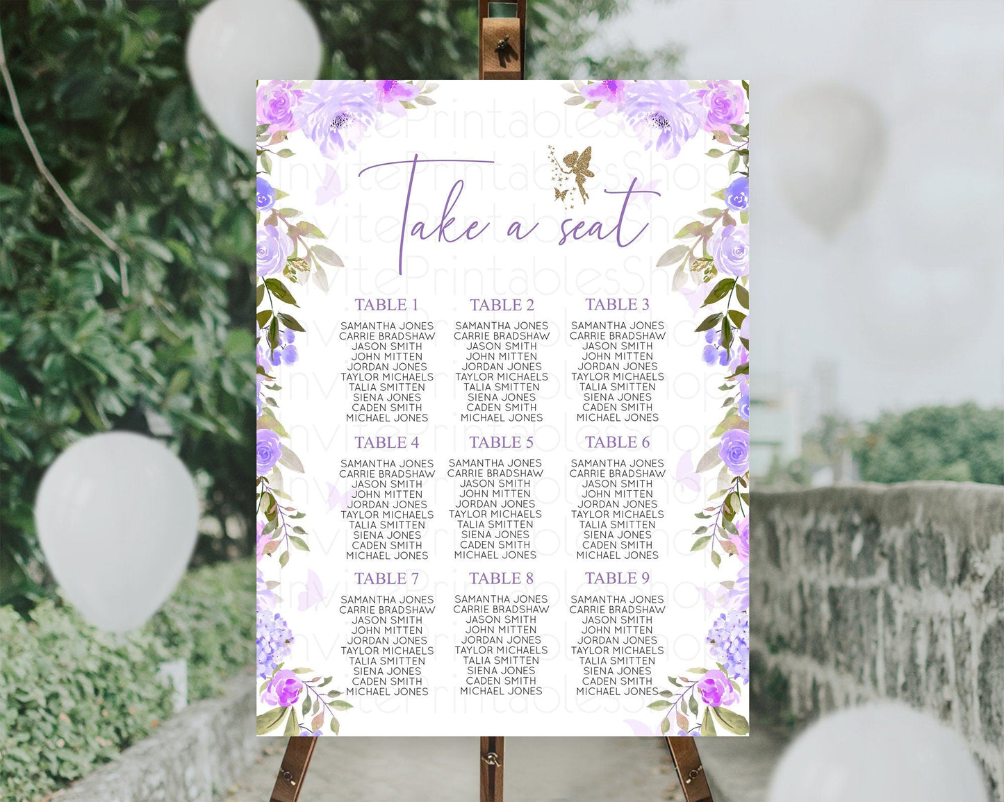 Fairy Seating Chart Pastel Fairy Seating Chart Fairy Tea Party Fairy Garden Seating Sign Enchanted Garden Floral Butterfly Decor D10910