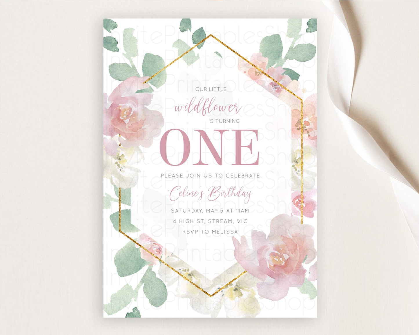 Secret Garden Invitation Wildflower Birthday Invitation Pastel Flowers Invite Enchanted Garden Boho Floral 3rd 2nd First Birthday D11032