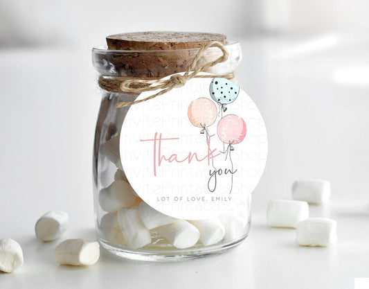 Editable Pastel Balloons Thank You Tags Colorful Balloon Thank You Gift Tags