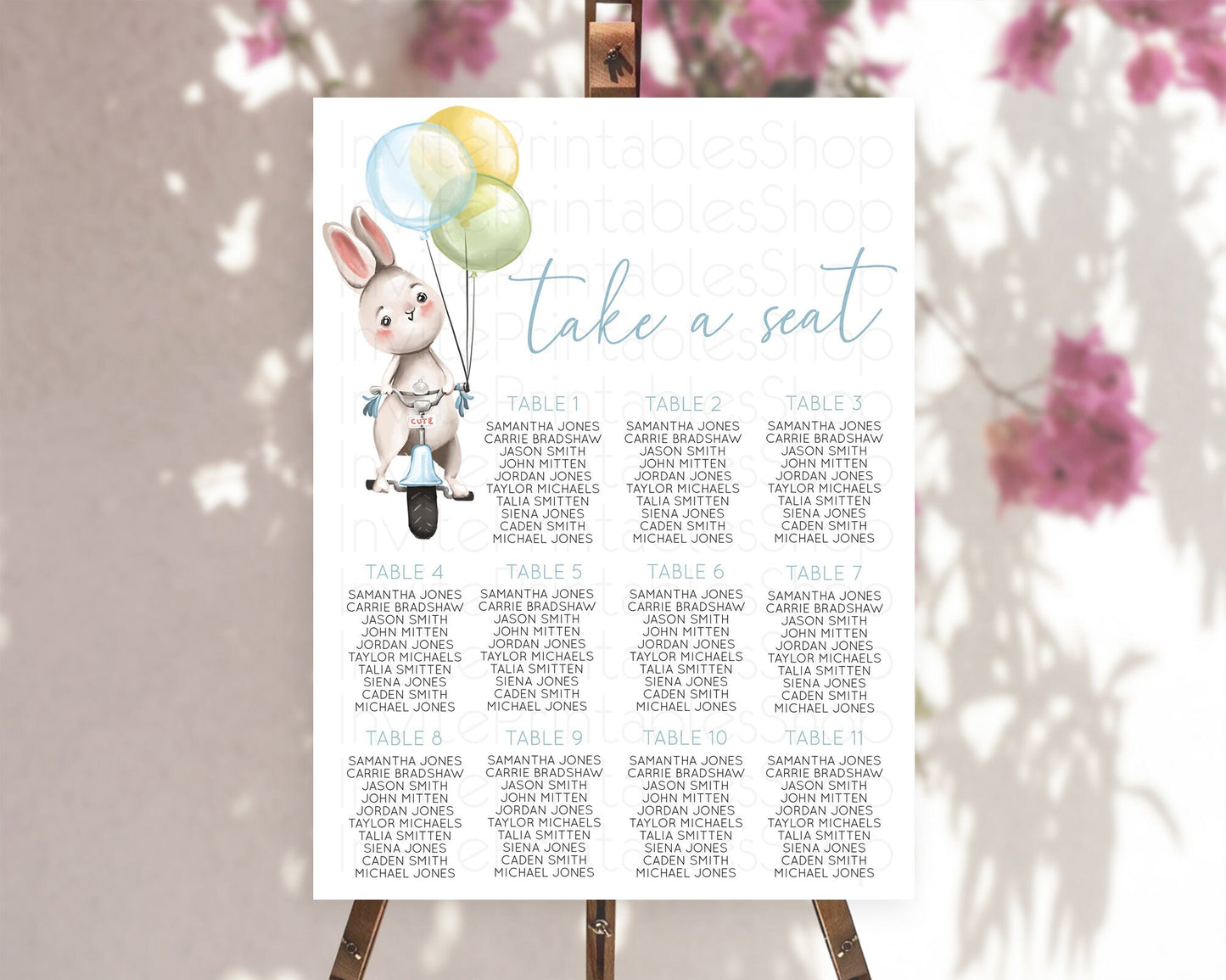 Bunny Seating Chart Pastel Bunny Seating Chart Bunny Balloon Seating Sign Pastel Confetti Balloon Bunny Seating Board Bunny Decor D10783