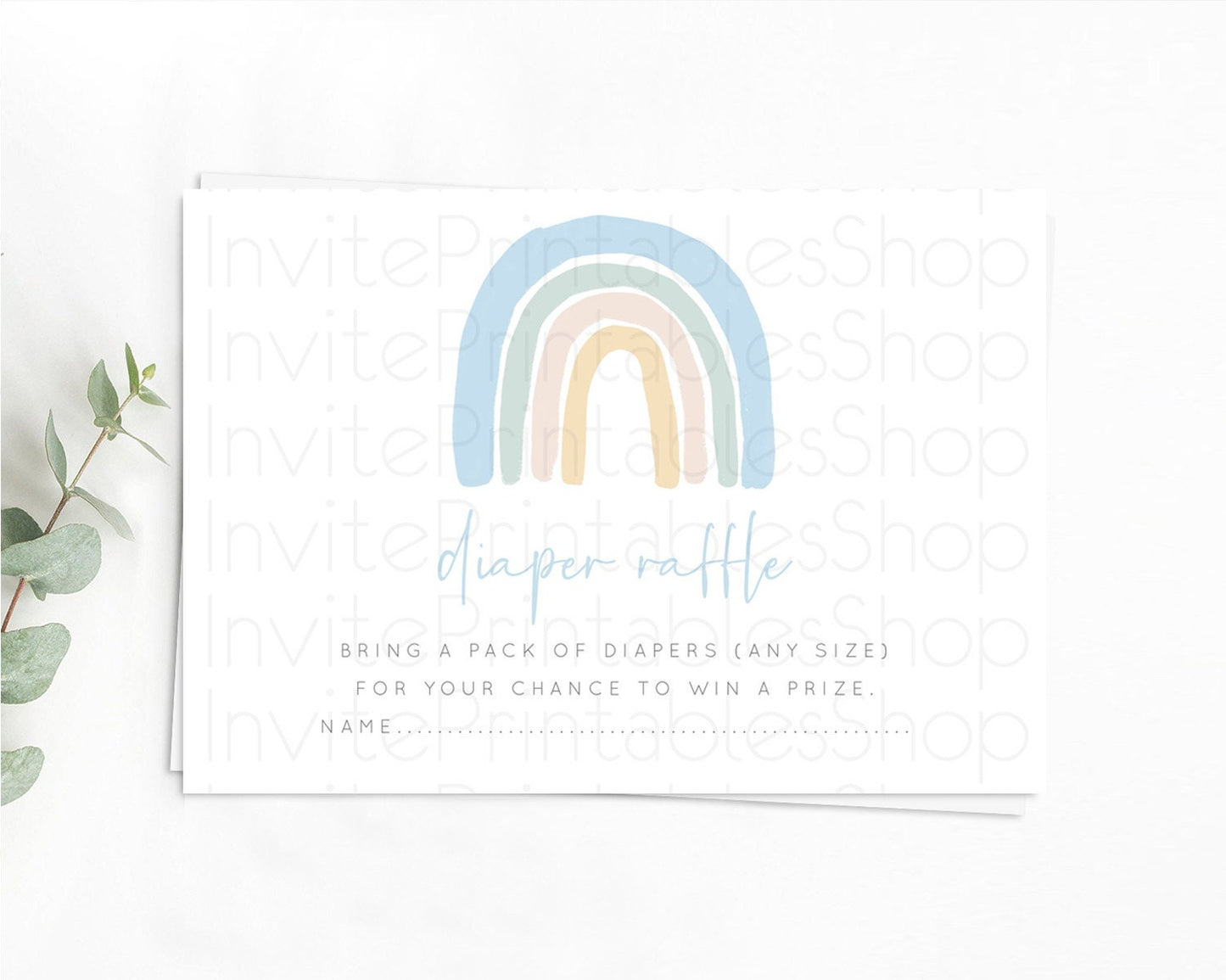 Pastel Rainbow Diaper Raffle Card Boho Rainbow Diaper Insert Boho Rainbow Diaper Ticket Pastel Watercolor Baby Shower Raffle Game D10200