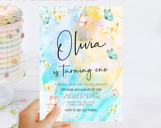 Editable Pastel Butterfly Birthday Invitation Butterfly Birthday Invitation