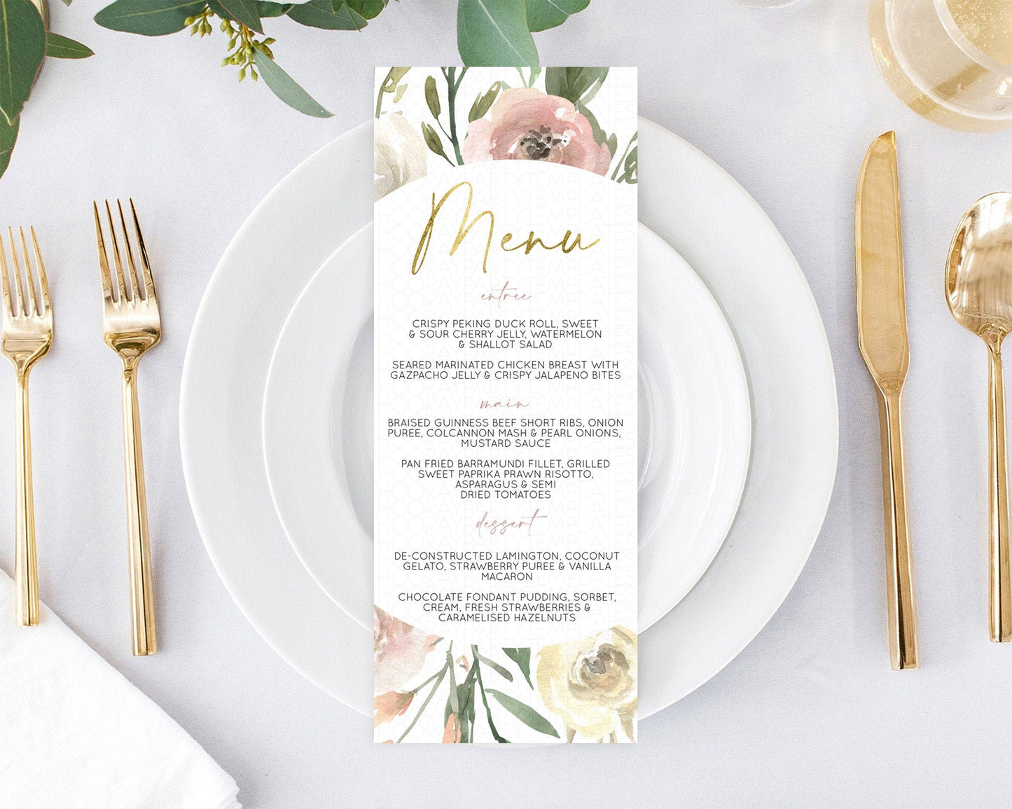 Secret Garden Menu Wildflower Menu Template Pastel Flower Garden Table Decor Boho Floral Dinner Dessert Floral Party Food Menu D10202