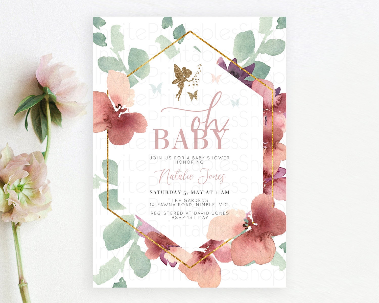 Editable Fairy Baby Shower Invitation Pastel Fairy Invites Fairy Tea Party F