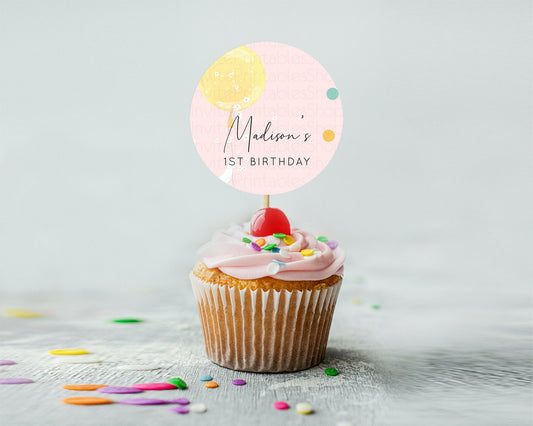 Editable Bunny Cupcake Toppers Pastel Bunny Cupcake Toppers Bunny Balloon Cu