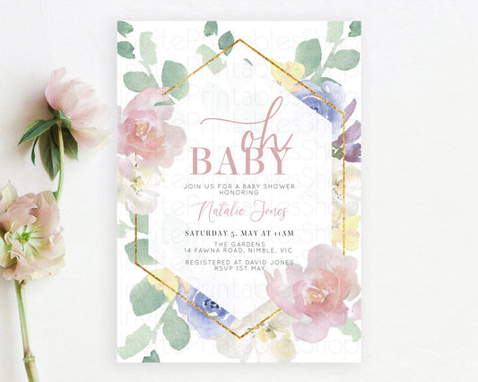 Editable Wildflower Baby Shower Invitation Secret Garden Baby Shower Invitat
