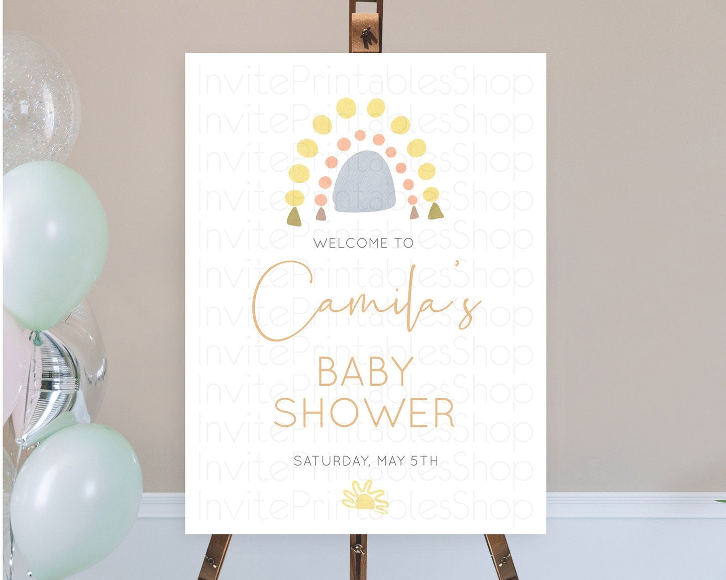 Pastel Rainbow Baby Shower Welcome Sign Boho Rainbow Welcome Board Rainbow Welcome Sign Pastel Welcome Decor Rainbow Welcome Sign D10688