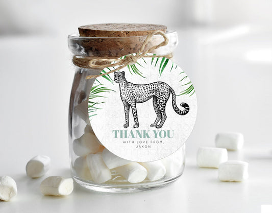 Editable Cheetah Thank You Tags Cheetah Thank You Gift Tags Cheetah Party Fa