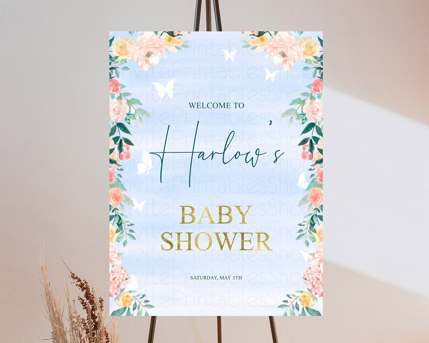 Secret Garden Baby Shower Welcome Sign Wildflower Welcome Board Pastel Flower Garden Welcome Poster Boho Wildflower Welcome Sign D10337