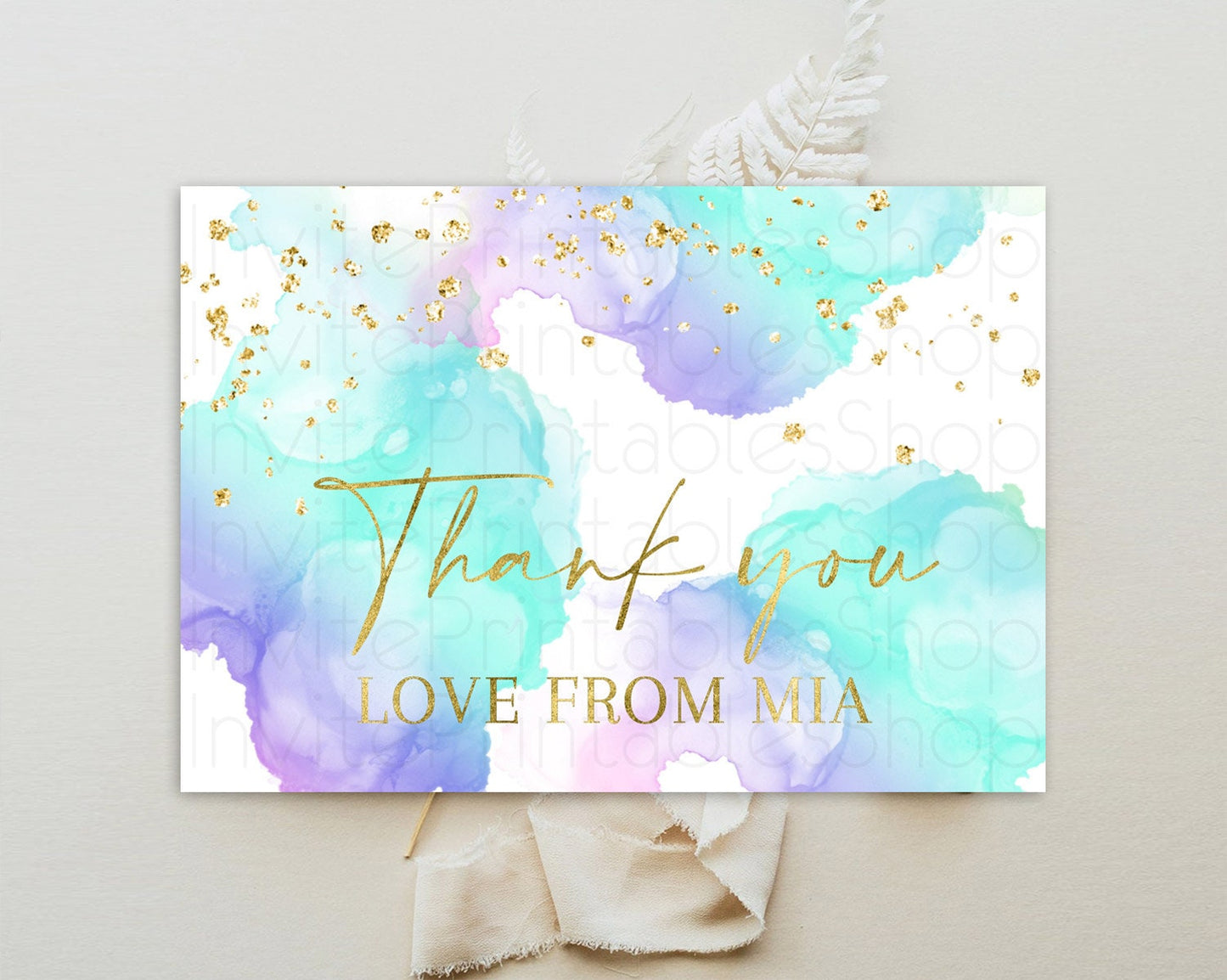 Pastel Thank You Rainbow Thank You Card Colorful Pastel Birthday Thank You Card Confetti Watercolor Pastel Teacher Thank You Cards D10212