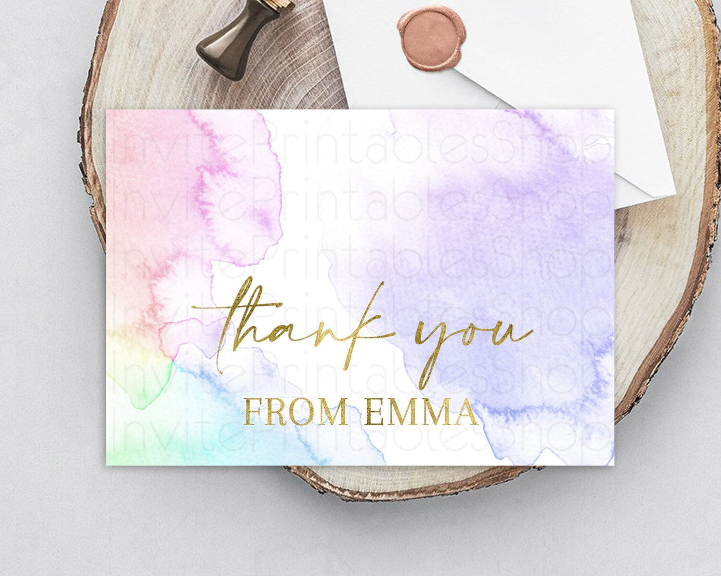 Pastel Thank You Rainbow Thank You Card Colorful Pastel Birthday Thank You Card Confetti Watercolor Pastel Teacher Thank You Cards D10215