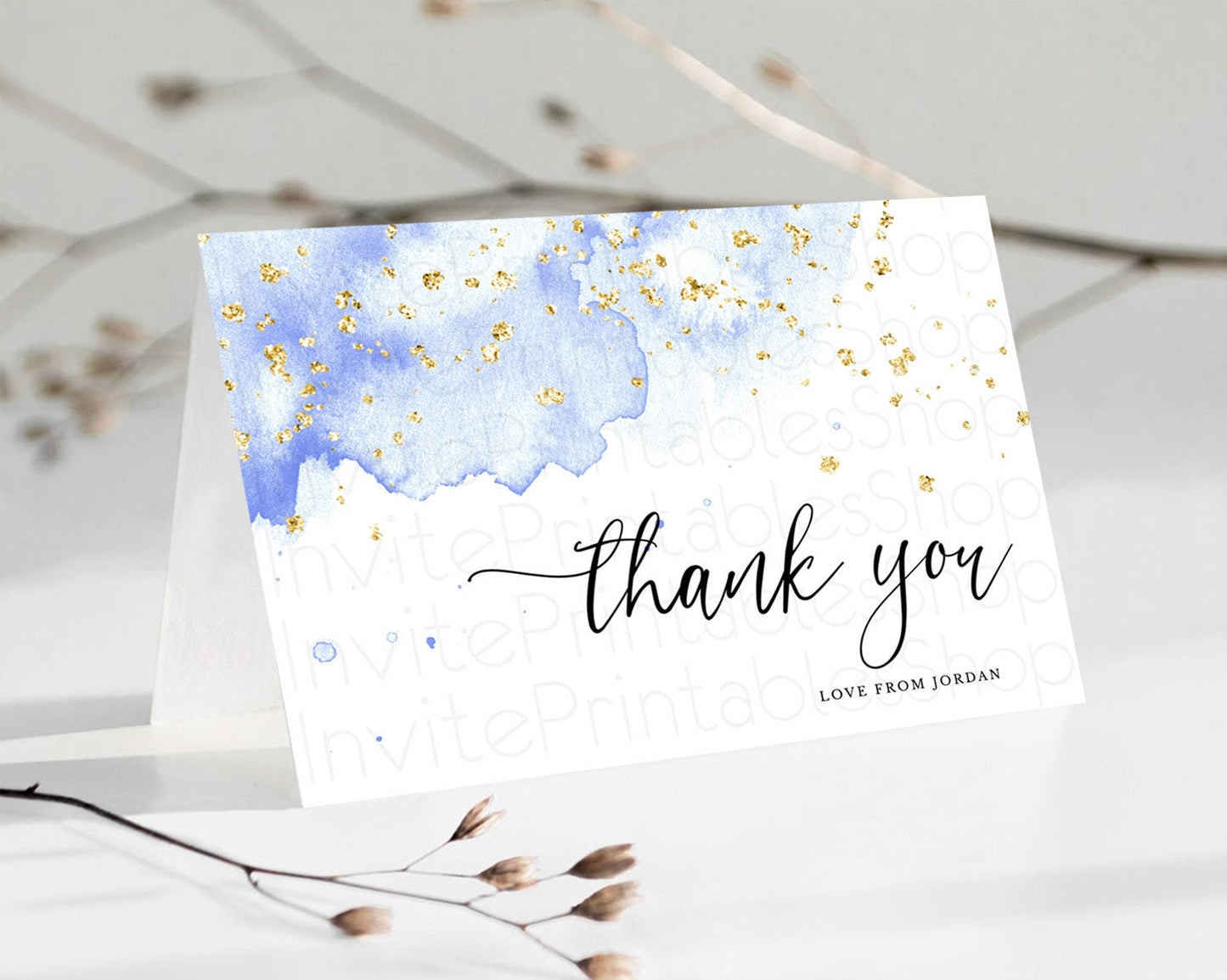 Blue Thank You Blue Watercolor Thank You Card Pastel Blue Card Template Watercolor Splash Cards Teacher Thank You Cards Tem[plate D10313