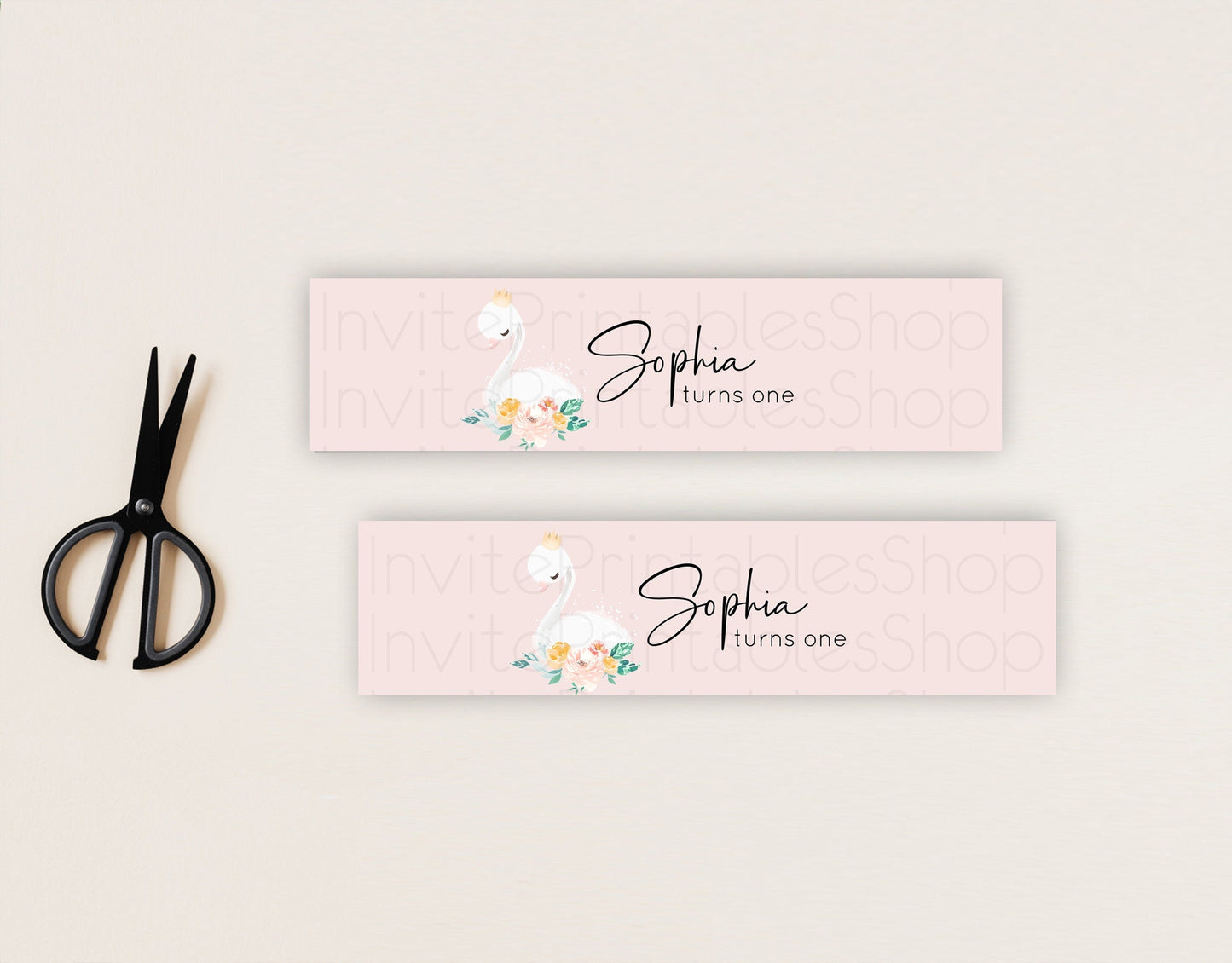 Swan Water Label Template Swan Princess Ballet Party Decor Enchanted Secret Garden Pastel Floral Birthday Baptism Baby Shower D10388