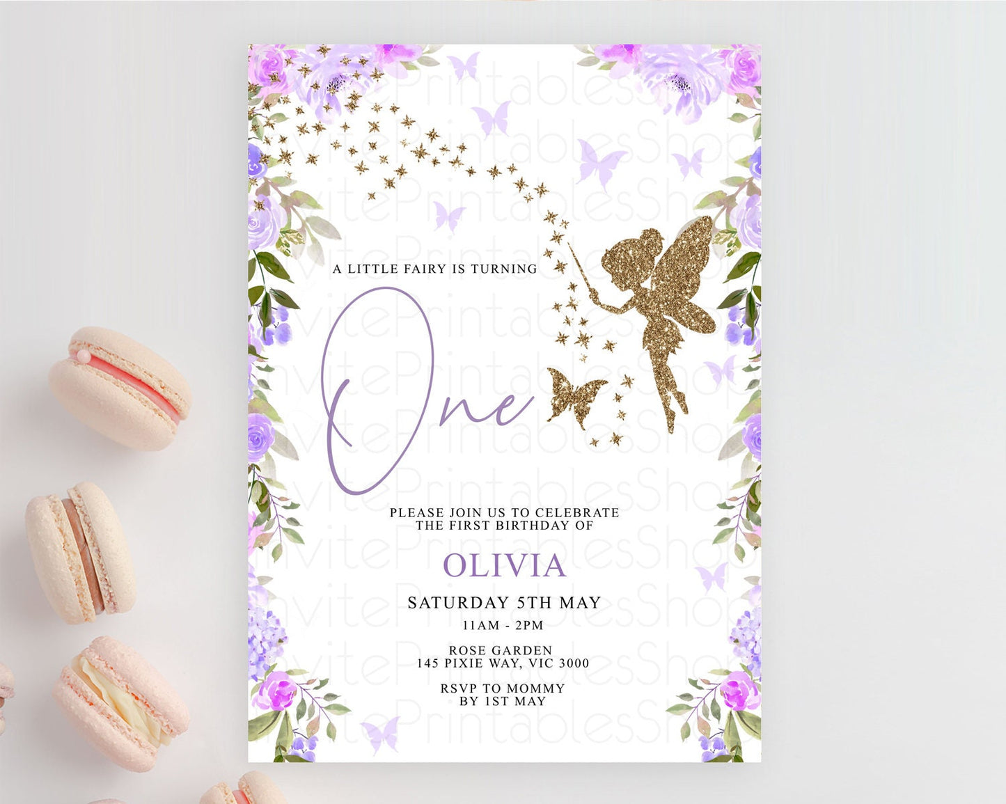 Fairy Birthday Invitation Fairy Invites Fairy Tea Party Fairy Garden Birthday Secret Garden Enchanted Garden Pastel Floral Butterfly D10910