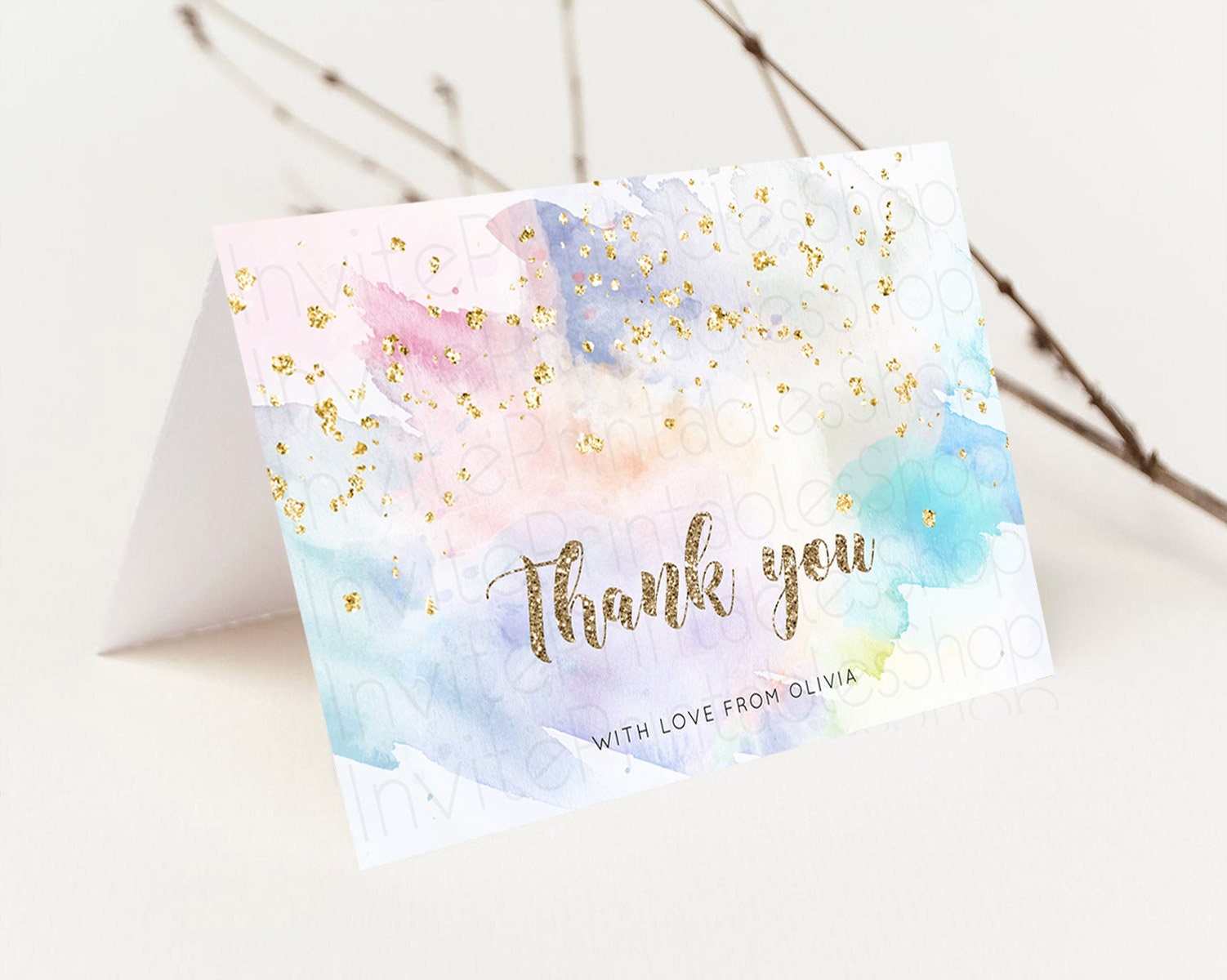 Editable Pastel Thank You Rainbow Thank You Card Colorful Pastel Birthday Th