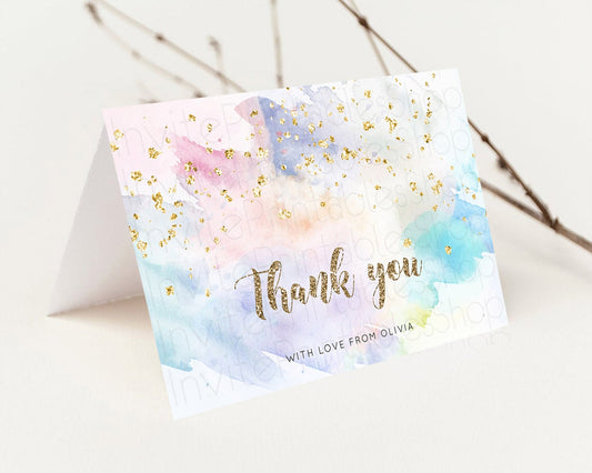 Editable Pastel Thank You Rainbow Thank You Card Colorful Pastel Birthday Th