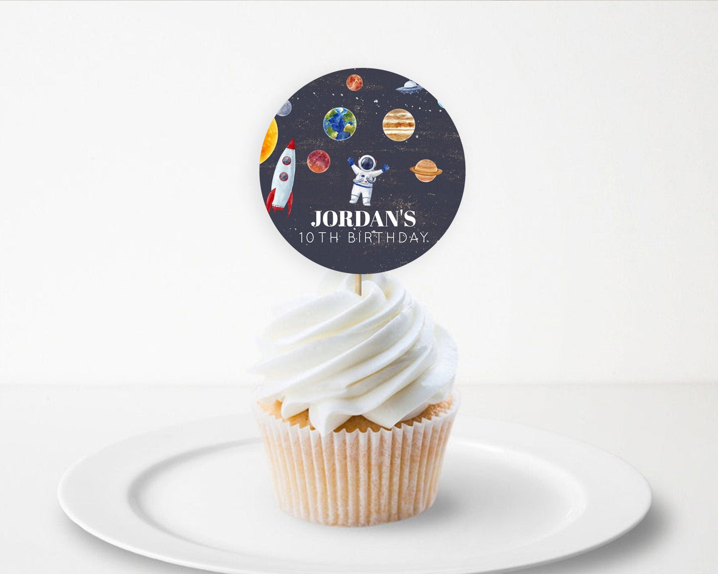 Space Cupcake Toppers Space Decor First Trip Around the Sun Decor Decor Sky Stars Planets Milkyway Solar System Cupcake Topper D10144