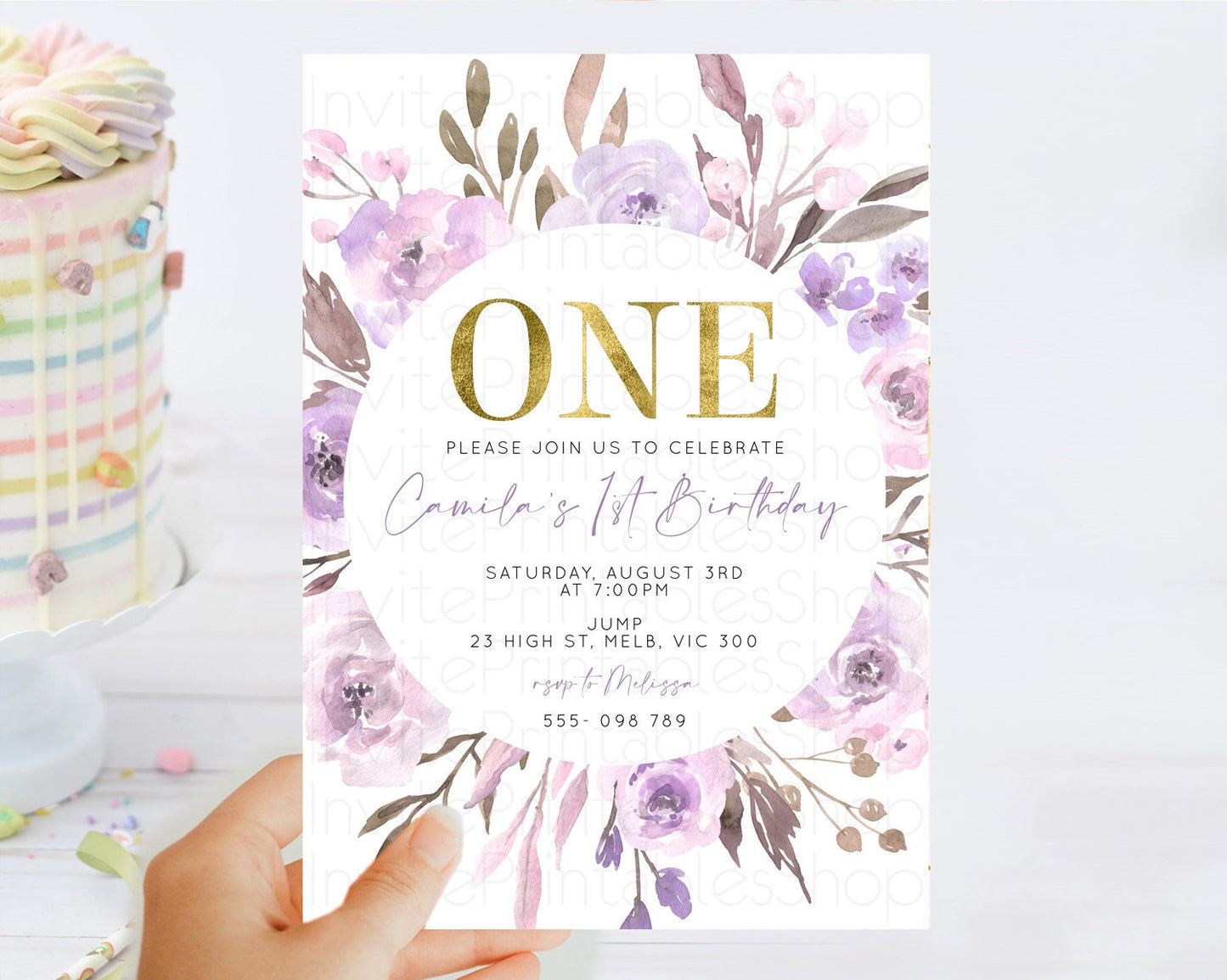 Secret Garden Invitation Wildflower Birthday Invitation Pastel Flowers Invite Enchanted Garden Boho Floral 3rd 2nd First Birthday D10201