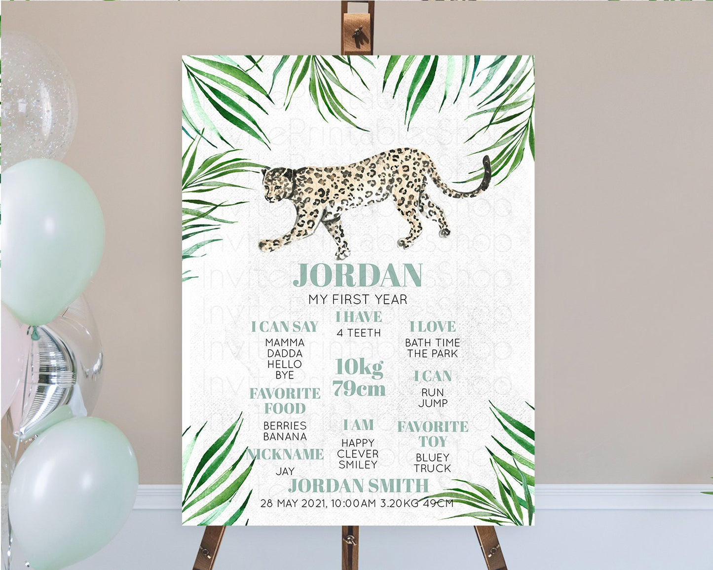 Cheetah First Birthday Milestone Board Cheetah Milestone Poster Cheetah Decor Safari Adventure Cheetah First Birthday Welcome Sign D10382