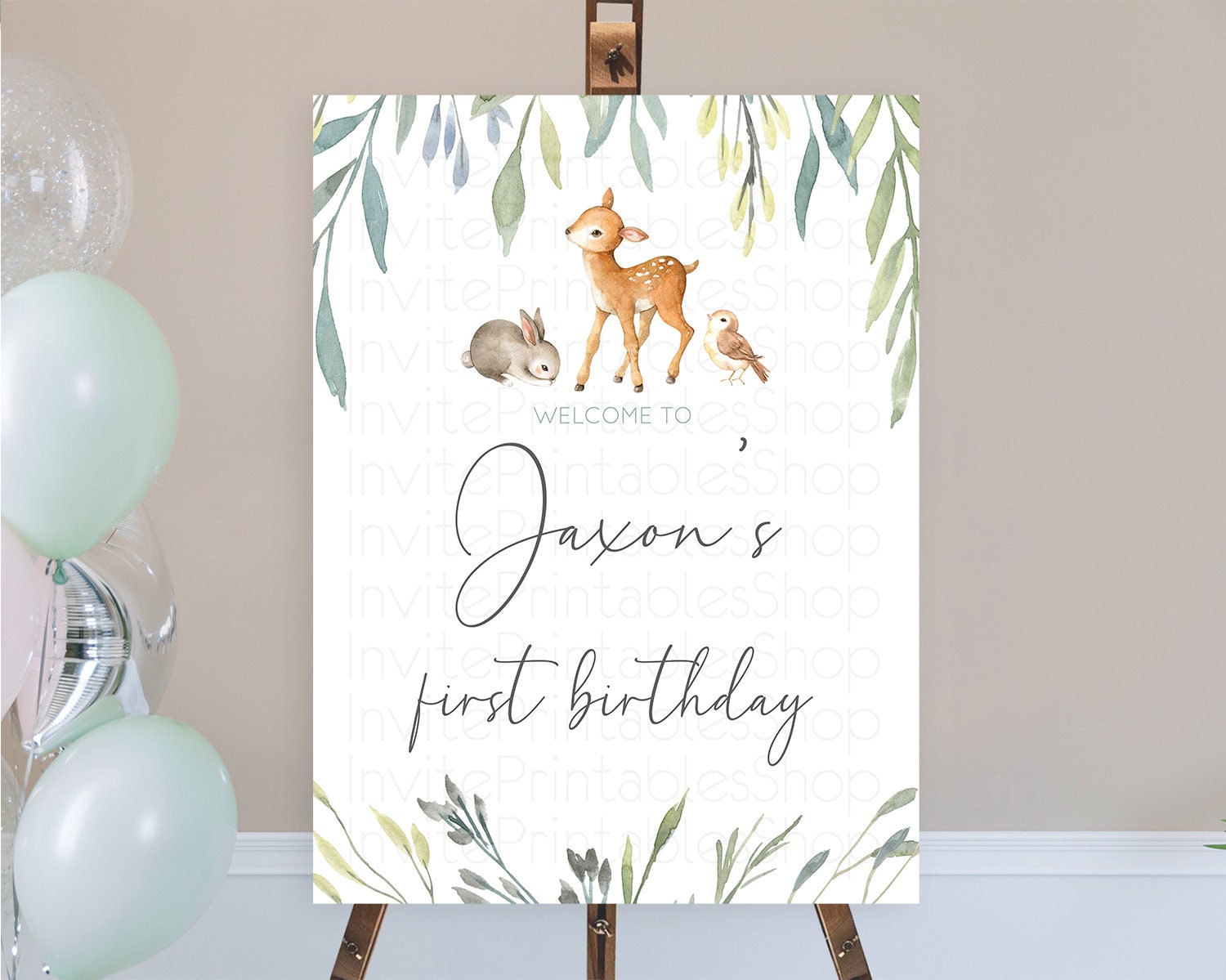 Editable Fawn Welcome Sign Deer Welcome Board Floral Deer Welcome Poster Enc