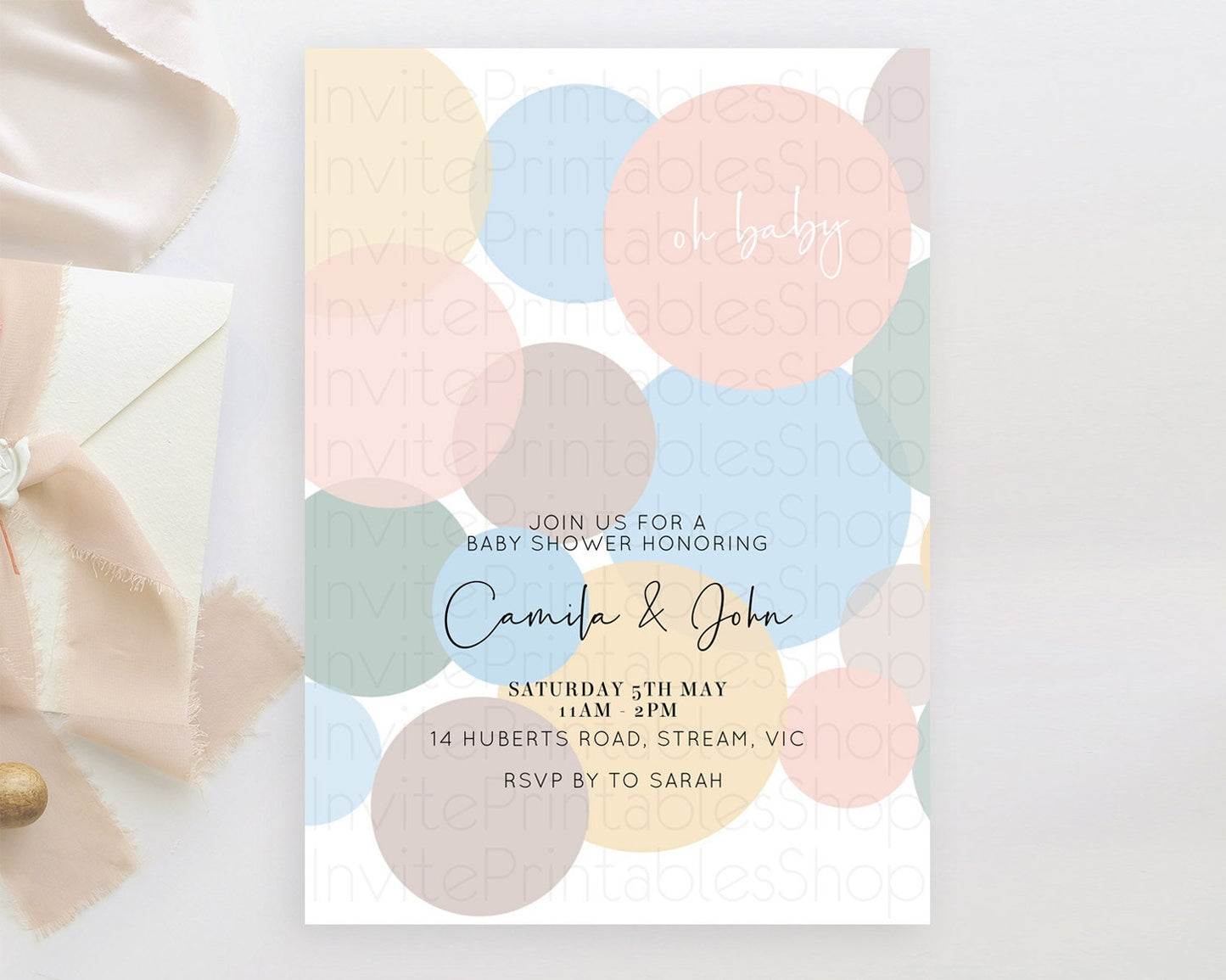 Pastel Rainbow Baby Shower Invitation Pastel Confetti Invitation Sprinkles Bubbles Invitation Colorful Rainbow Confetti Theme D10602