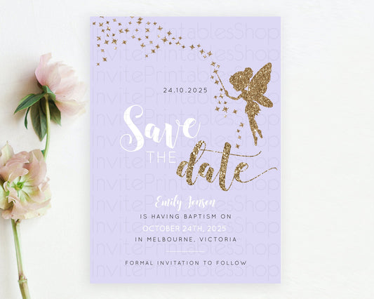 Editable Fairy Save The Date Template Enchanted Garden Pastel Floral Butterf