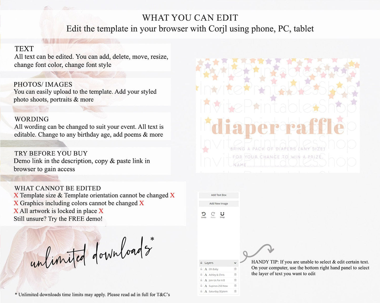 Pastel Star Diaper Raffle Card Shooting Star Diaper Raffle Insert Twinkle Little Star Diaper Ticket Rainbow Confetti Raffle Game D10810
