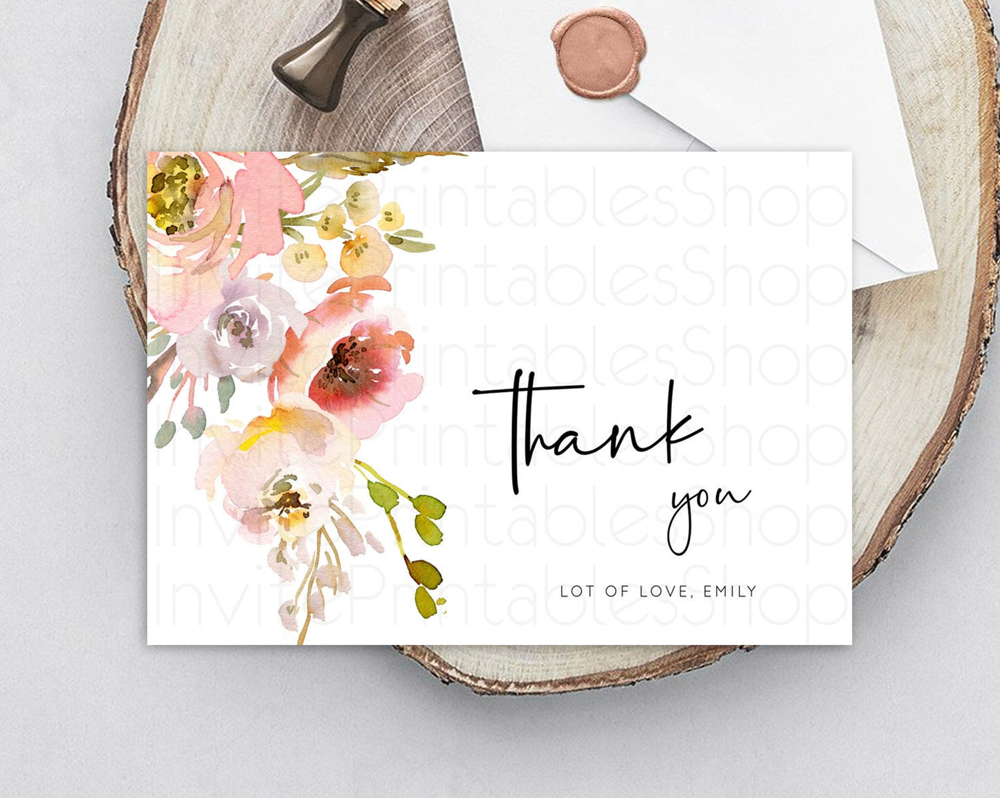 Secret Garden Thank You Wildflower Thank You Card Pastel Flower Garden Birthday Thank You Card Boho Floral Teacher Thank You Card D10194