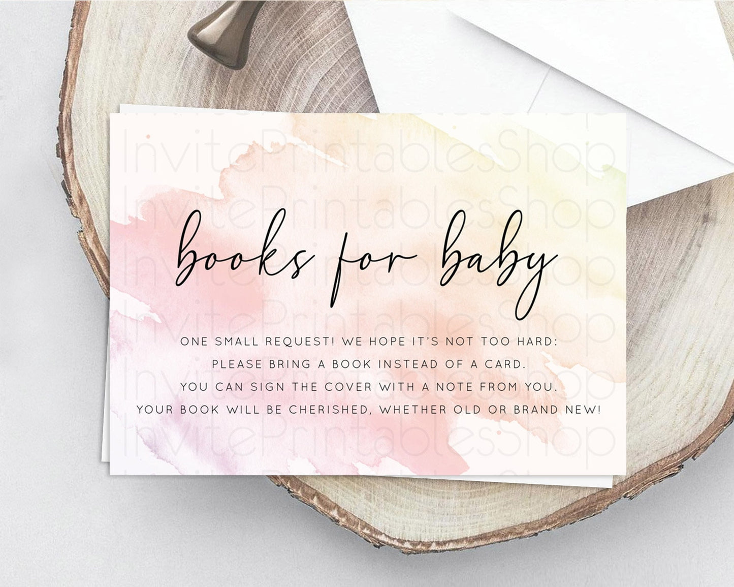 Pink Books For Baby Card Watercolor Book Insert Pastel Pink Baby Shower Book Card Pink Watercolor Splash Guests Book Poem Request D10164