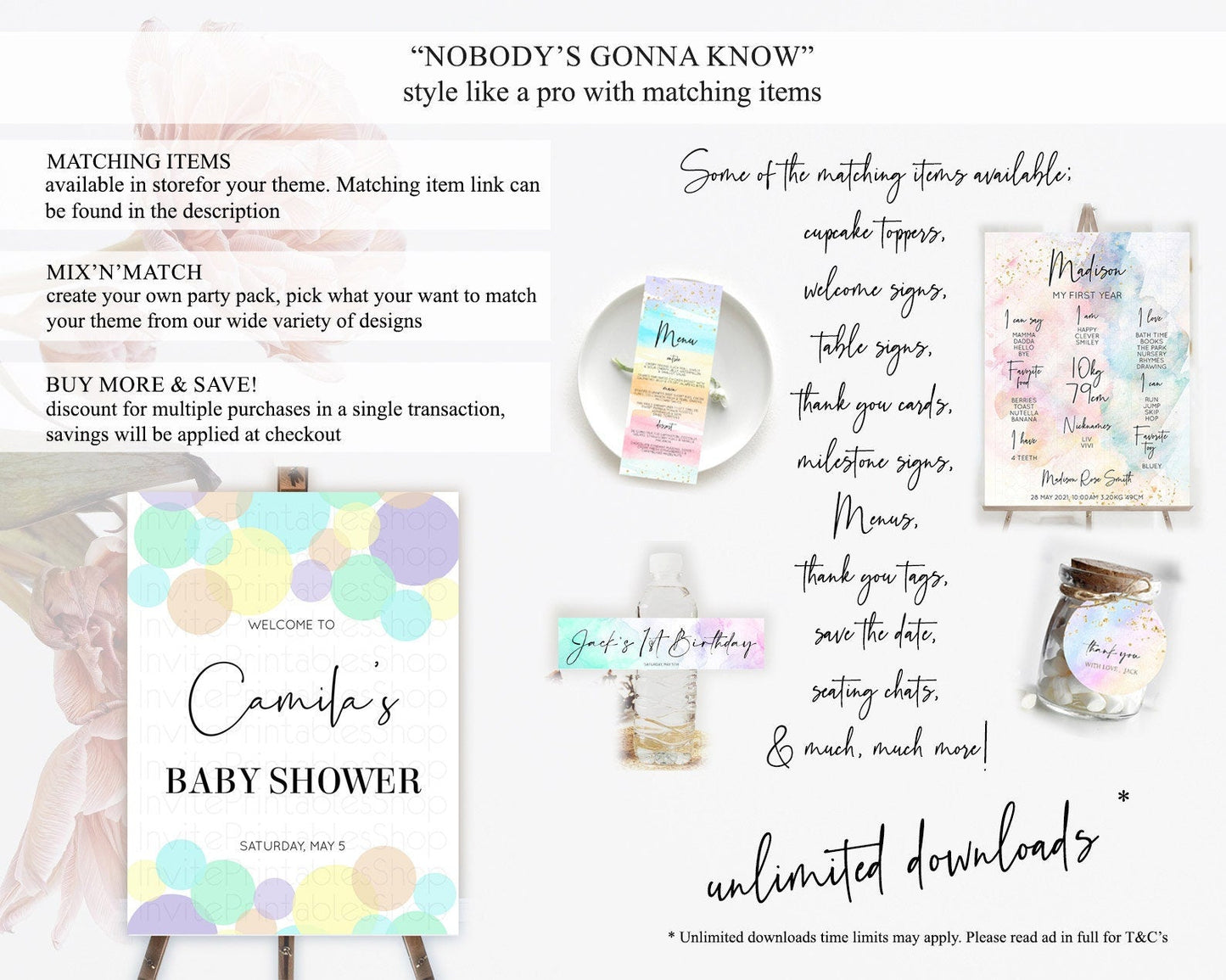 Rainbow Baby Shower Welcome Sign Pastel Welcome Board Pastel Rainbow Confetti Welcome Sign Colorful Bubbles Pastel Welcome Sign D10414