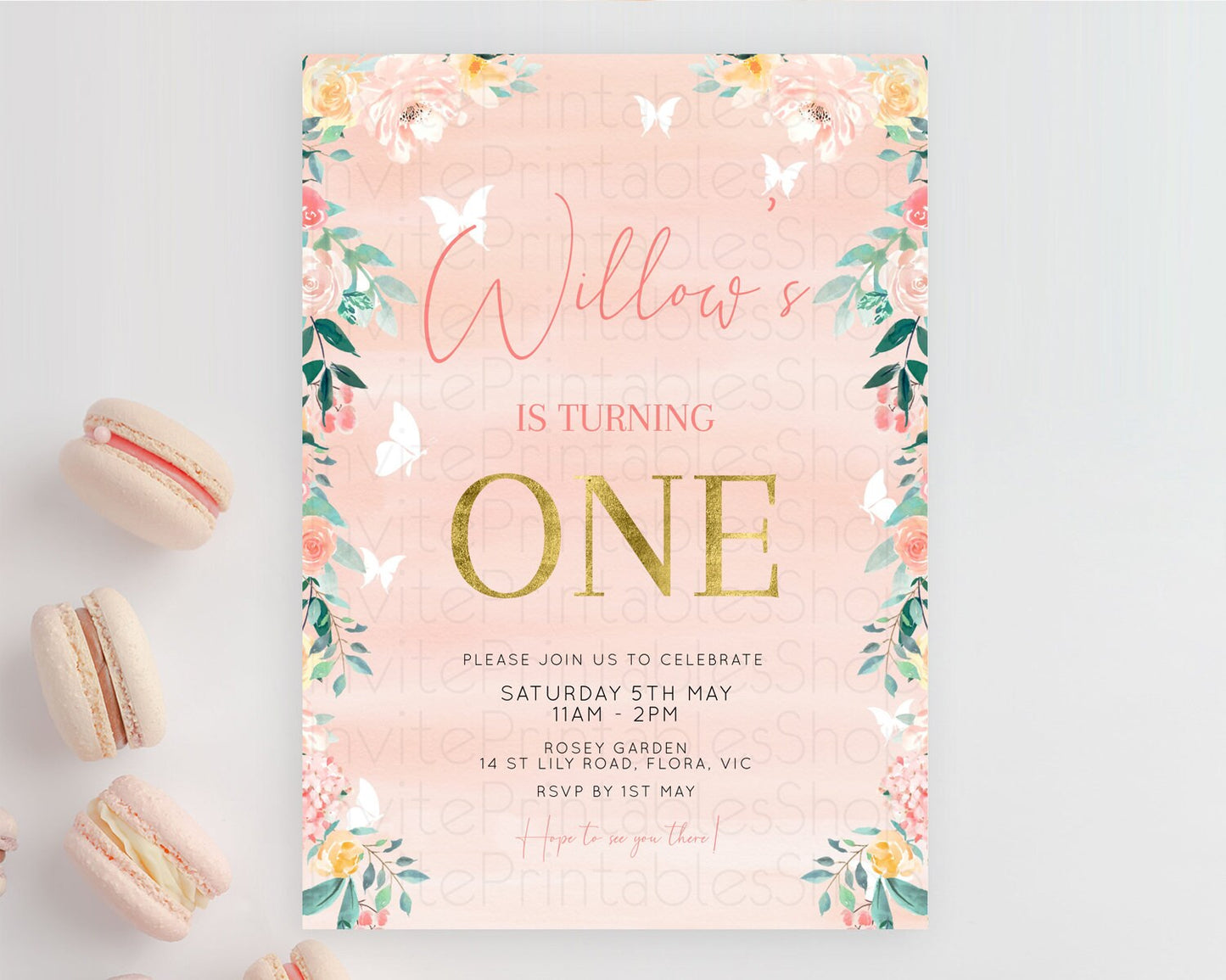 Secret Garden Invitation Wildflower Birthday Invitation Pastel Flowers Invite Enchanted Garden Boho Floral 3rd 2nd First Birthday D10245