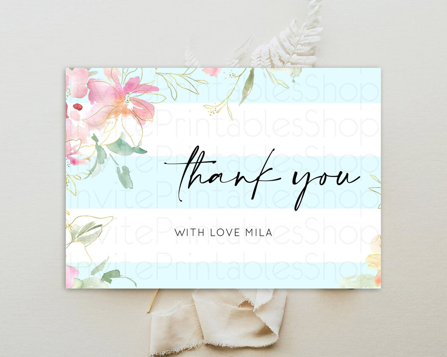 Secret Garden Thank You Wildflower Thank You Card Pastel Flower Garden Birthday Thank You Card Boho Floral Teacher Thank You Card D10304