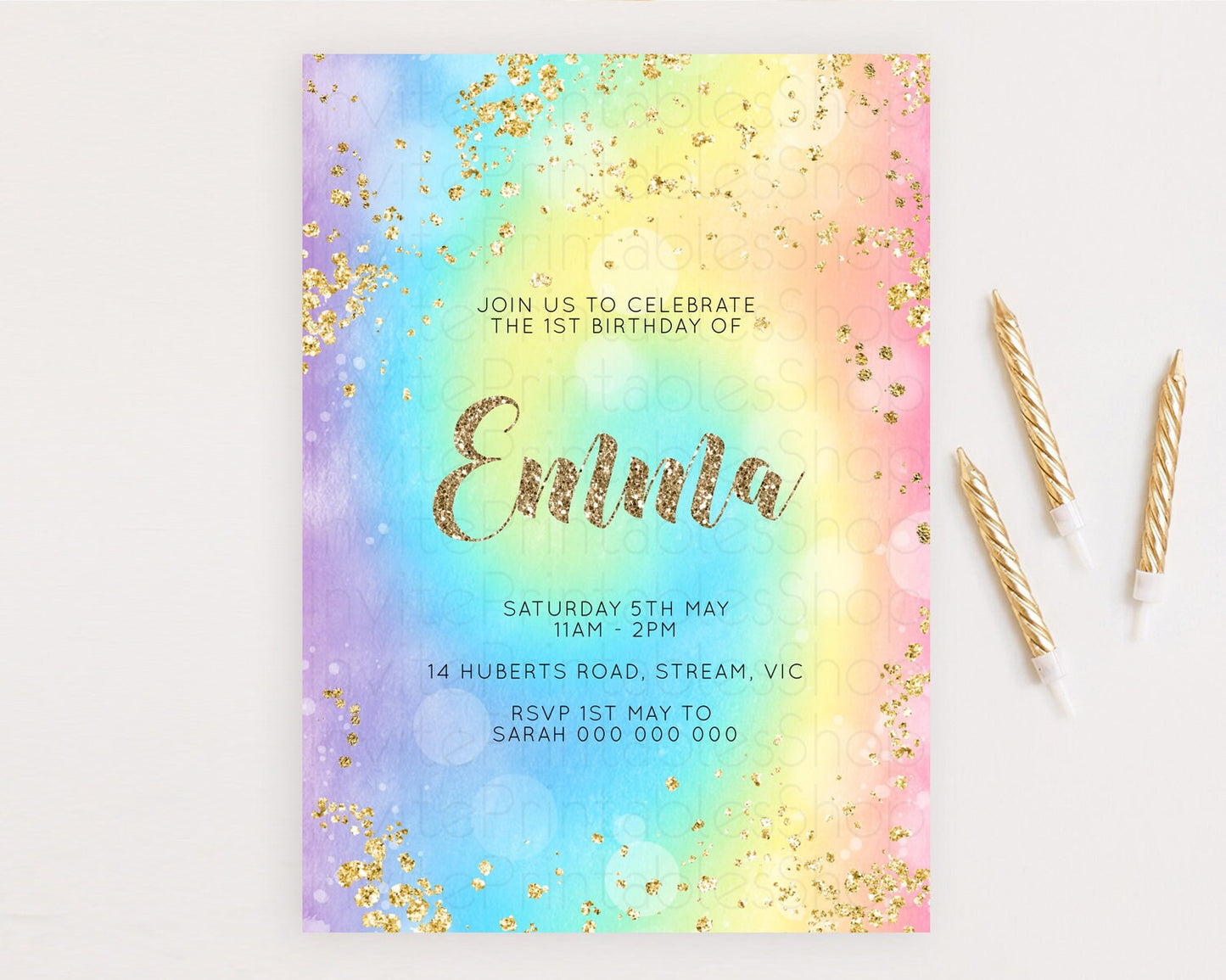 Tie Dye Invitation Rainbow Birthday Invitation Pastel Invitation Colorful Invitation Pastel Rainbow Party 3rd 2nd 1st First Birthday D10568